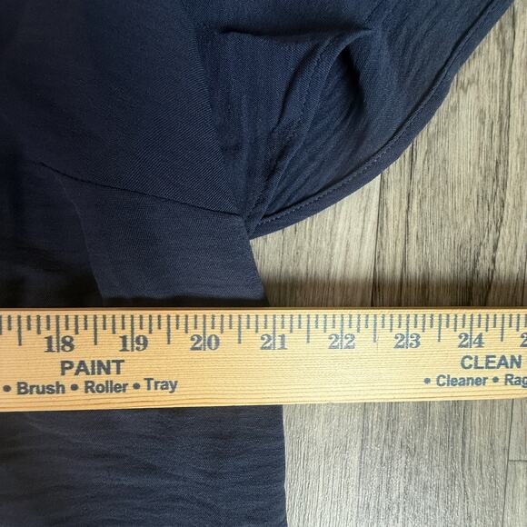 Michael Kors Navy Blue Lace Up Blouse Medium Flutter Sleeve V Neck Top M - Picture 6 of 6